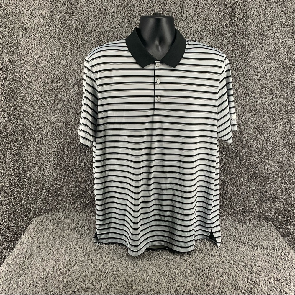 Adidas Golf Men's Polo Striped Shirt Size X-Large Gray Black